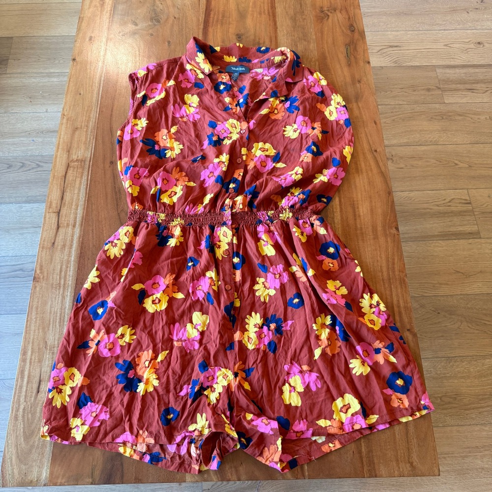 ModCloth Women's Rust Floral Shorts Romper Size 3X